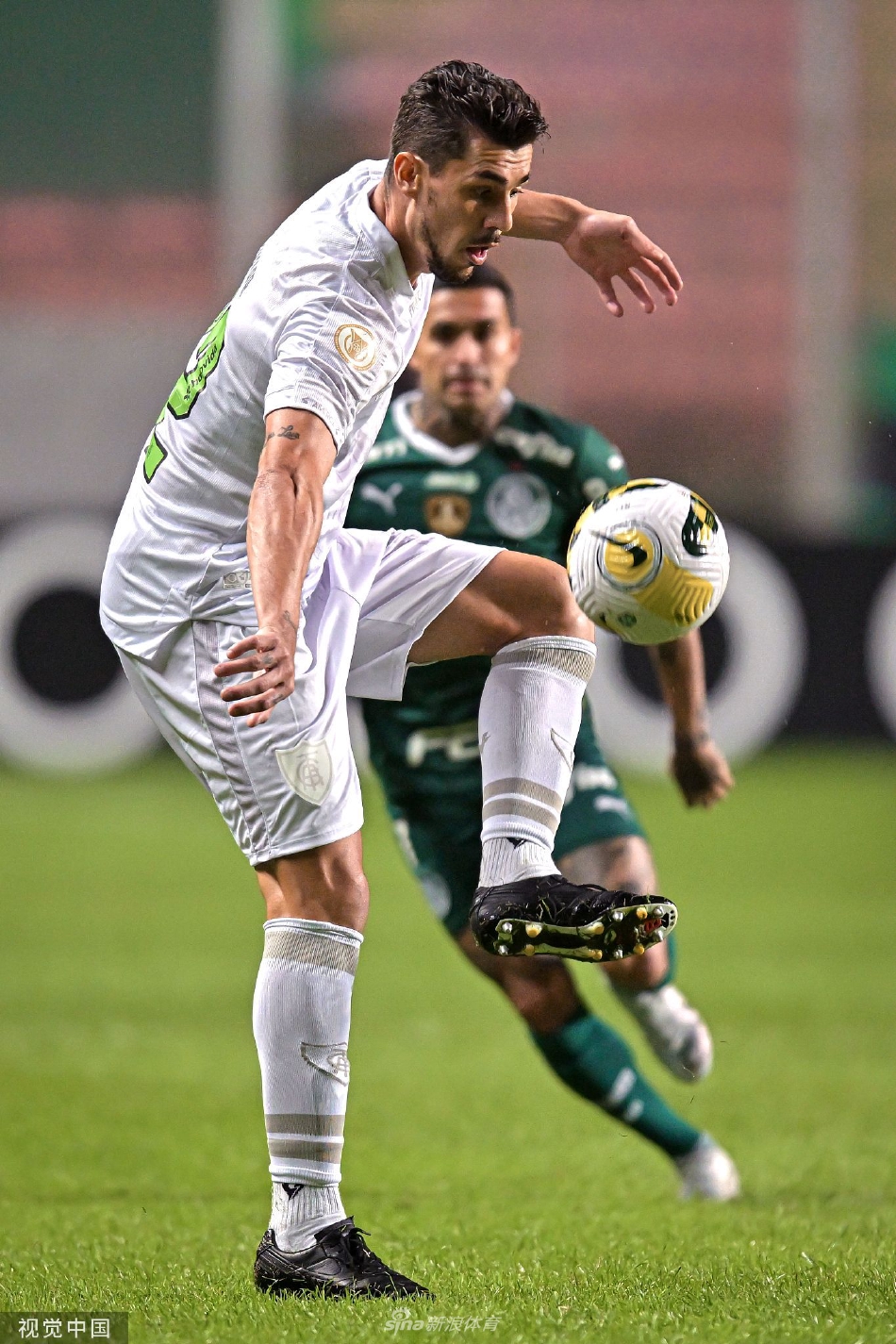 教练在场边神情焦急地大声指挥，挥舞着手臂向场上队员传达战术指令