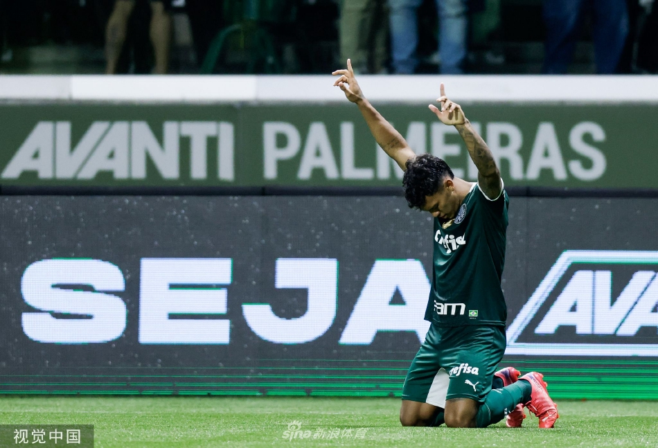 夕阳余晖下，帕尔梅拉斯球员簇拥着制胜英雄，在草地上投下长长的胜利剪影