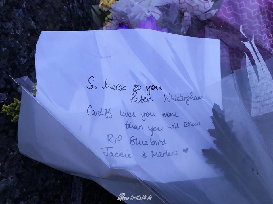 悼念的人群中，一位年轻的女球迷难掩悲伤，掩面而泣。在她身旁的围栏上，挂满了写有各种寄语的围巾和信件，上面密密麻麻的字迹，都是球迷们想对彼得·惠廷汉姆说的心里话。