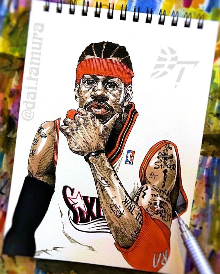 nba球星手绘水彩画 保罗点燃哈登