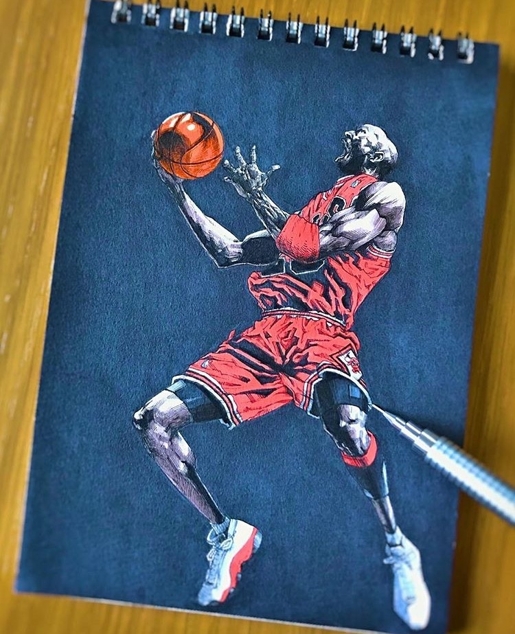 nba球星手绘水彩画 保罗点燃哈登