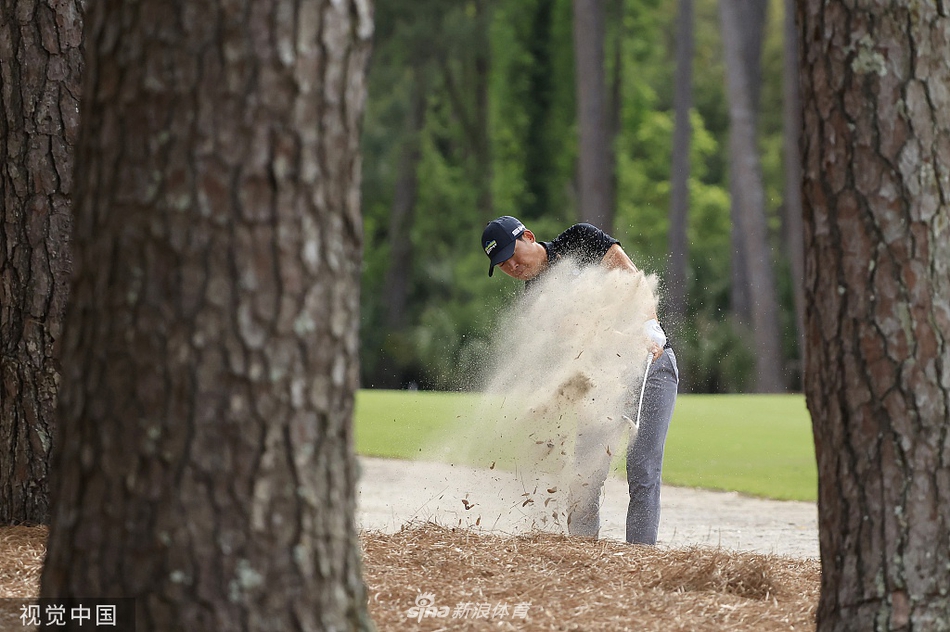 高尔夫球划过湛蓝的天空,飞向远方绿色的果岭,弧线优美充满力量。