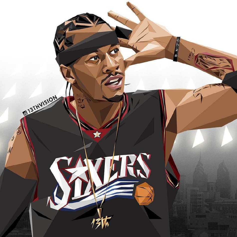 切割风格的nba漫画 艾弗森那张太经典了