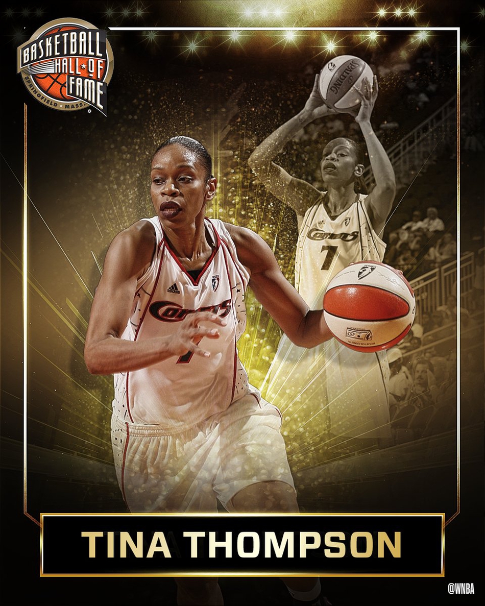 蒂娜-汤普森：汤普森作为1997年WNBA的状元秀，生涯一共拿到了4届总冠军，9次入选全明星，7次入选最佳阵容。2008年北京奥运会，汤普森作为美国女篮主力，拿到了一枚奥运金牌。职业生涯场均出战34.4分钟，贡献16.2分1.7次助攻6.7个篮板。