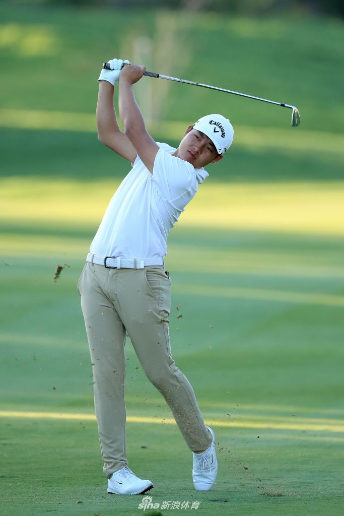 特写镜头下的高尔夫球静卧在修剪整齐的果岭草皮上,等待着决定胜负的一推