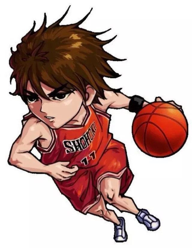 宫城良田Q版带球突破图,眯着标志性的眼睛,嘴角上扬露出自信的微笑,仿佛在说‘良田我才是神奈川首席后卫’