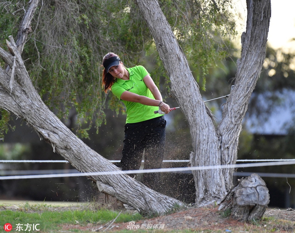一轮比赛结束后，球员与球童在计分处认真核对成绩，表情专注。