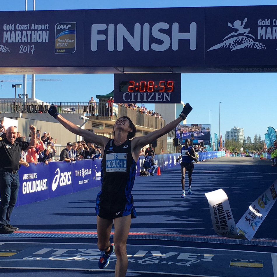 2017黄金海岸马拉松今晨开跑，日本选手野口拓也（Takuya Noguchi ）最后逆转夺冠，官方成绩为2:08:57，创造个人PB。