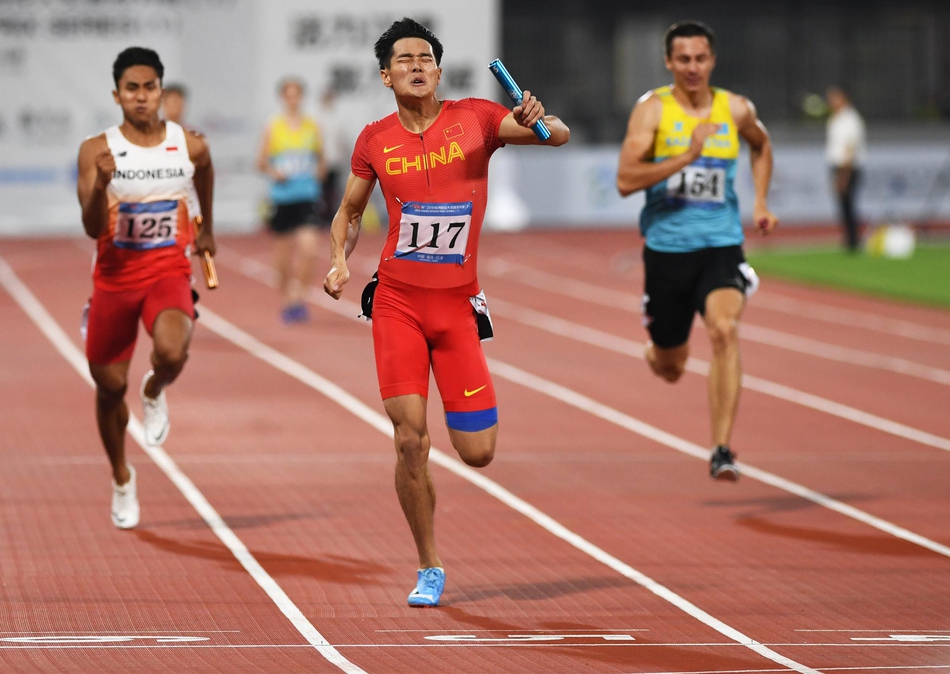 4x100米接力起点示意图,4x100米接力示意图 亚洲大奖赛:男子4x100米接力中国队夺冠