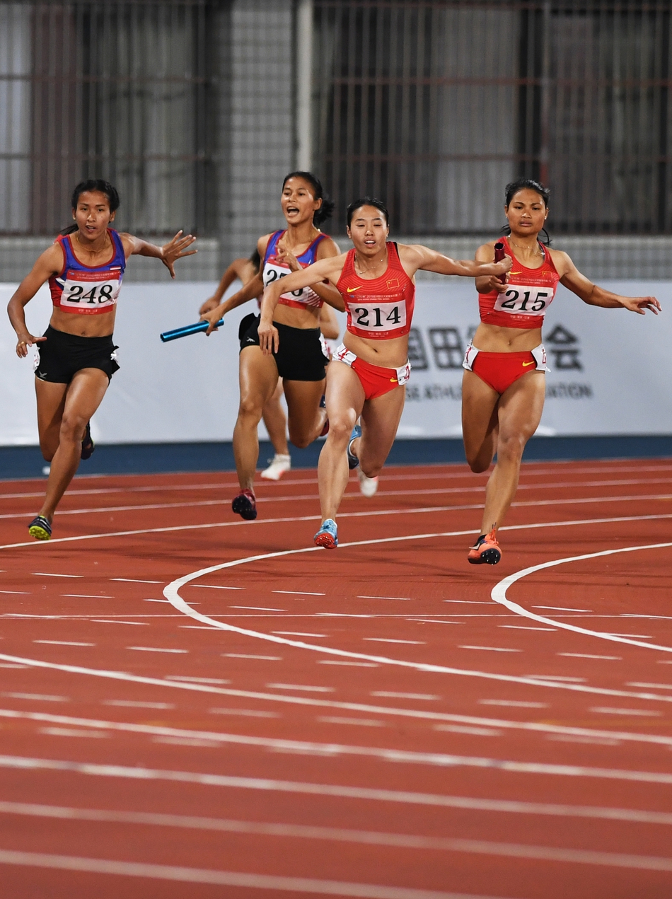 4x100米接力起点示意图,4x100米接力示意图 亚洲大奖赛:女子4x100米接力中国队夺冠
