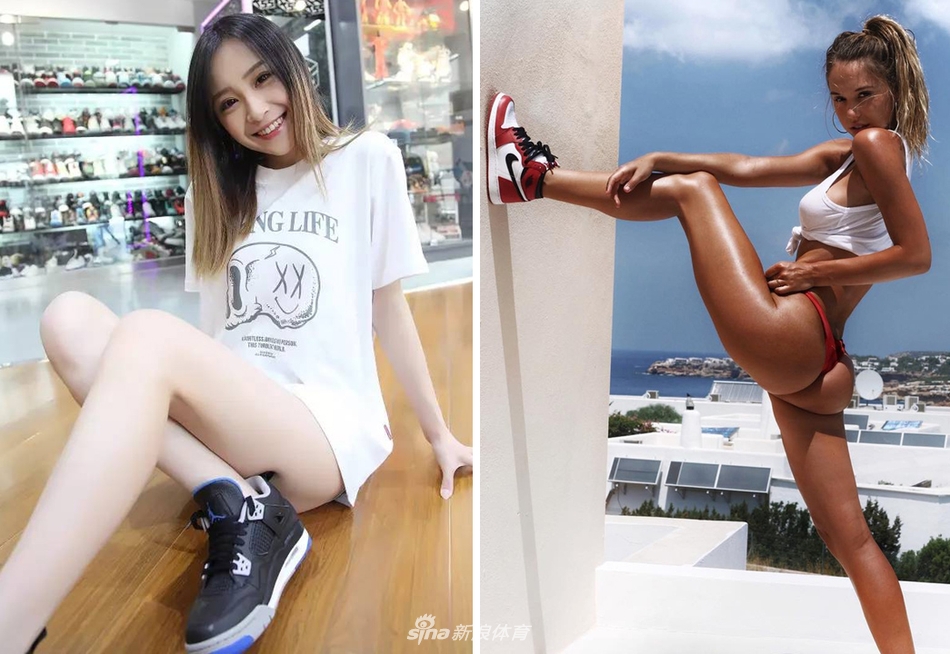 加州阳光下的Alexis Ren，身穿紧身运动衣，一双逆天修长美腿在加州阳光下闪闪发光，脚下是她最爱的黑脚趾Air Jordan 1，仿佛刚从湖人队的场边走来。