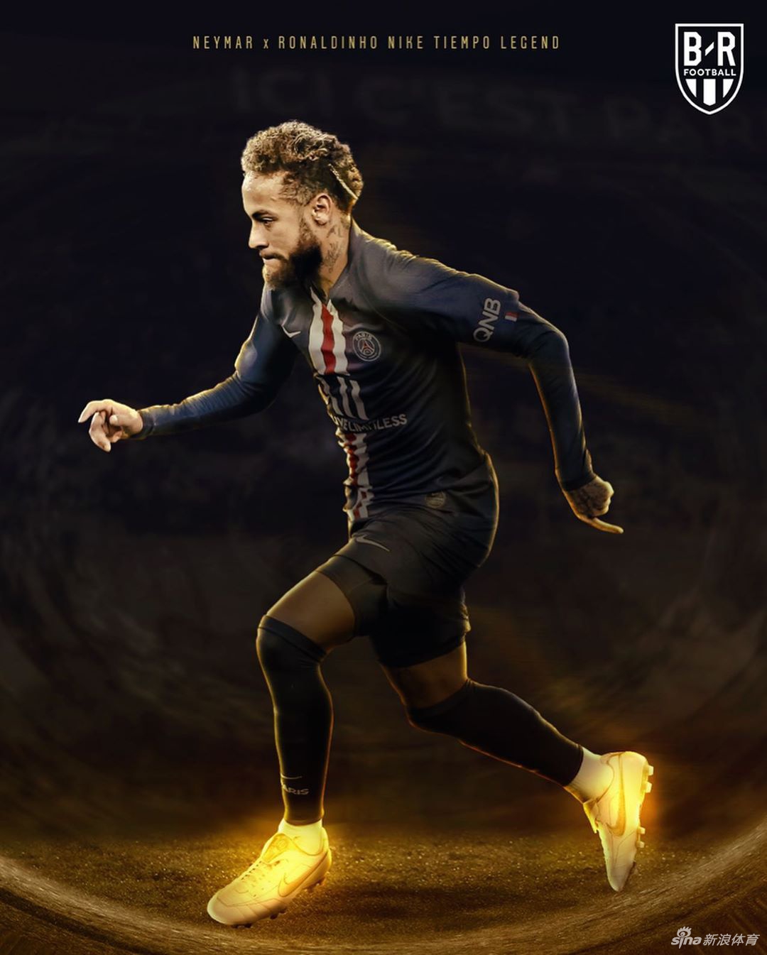 耐克TIEMPO战靴的鞋面细节被放大，细腻的皮质纹理与标志性的白色钩子相得益彰，彰显出超越时光的优雅与品质风范。