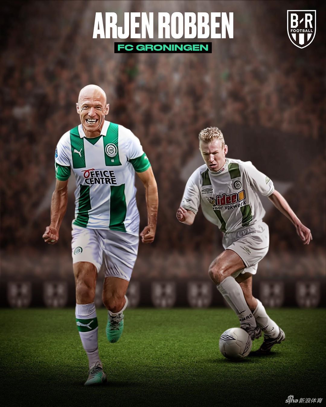 C罗身披全新设计的葡萄牙世界杯球衣，与队友戈麦斯一同亮相，新球衣上印有象征2016年欧洲杯冠军的金色斑点，他们面带微笑，眼神中充满对即将到来的俄罗斯世界杯的渴望与自信。