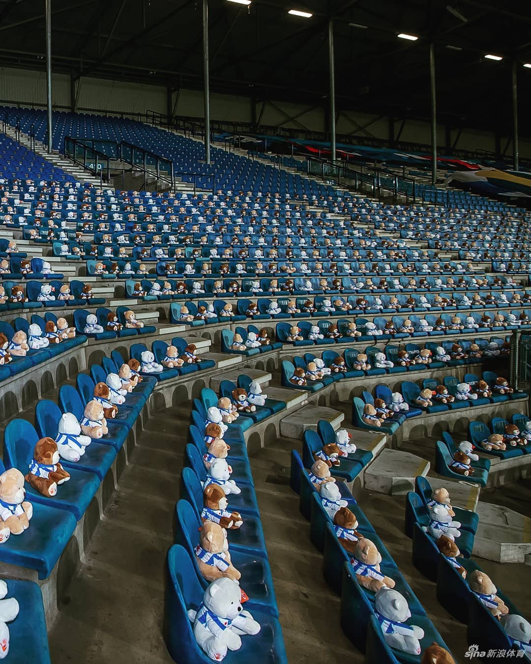 一只被买走的泰迪熊被放在儿童床边，它穿着球衣陪伴着病床上的孩子，将球场上的祝福带到了真正的病房中，完成了爱的最终传递。