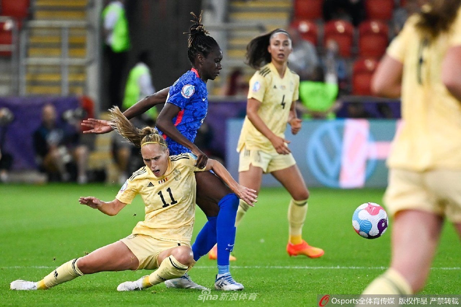 看台上法国队的球迷挥舞着国旗，汇成一片蓝色的海洋，他们的呐喊与歌声是球队最坚实的后盾。