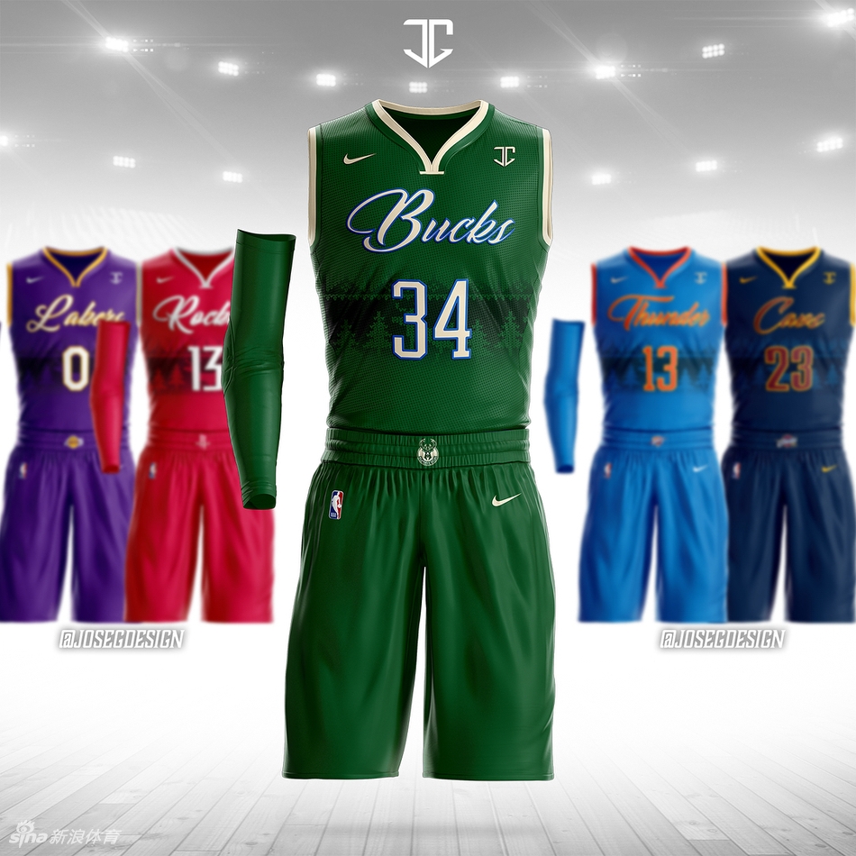 网友设计2017圣诞大战球衣：雄鹿