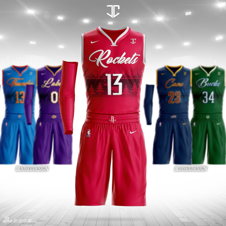 网友设计2017圣诞大战球衣：火箭