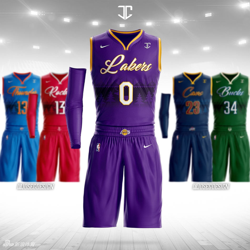 网友设计2017圣诞大战球衣：湖人