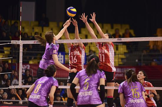 江苏女排VS天津女排。本文图片 视觉中国