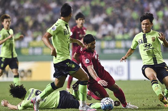 2016年亚冠,全北现代5-0击败上海上港。