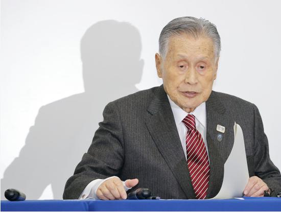 3月23日,东京奥组委主席森喜朗在新闻发布会上。