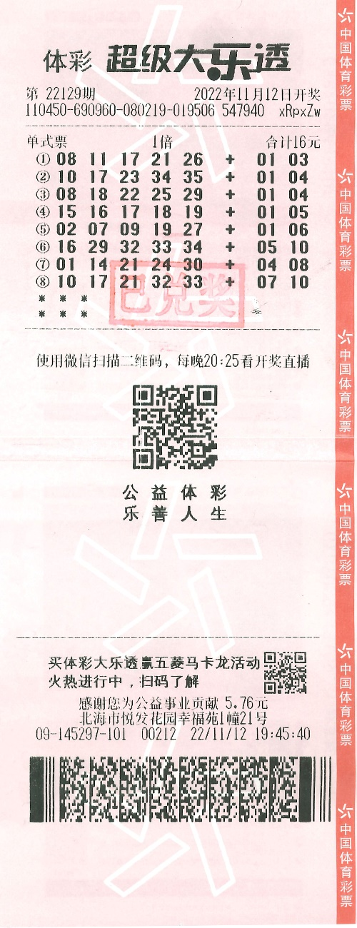 中獎彩票