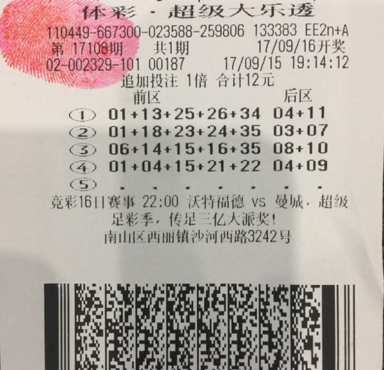 深圳大乐透1600万