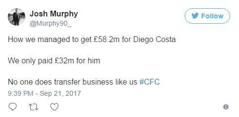 我们是怎么把迭戈-科斯塔卖到5820万英镑的？要知道我们买他只用了3200万英镑。没人在转会市场上做得像我们这么好。