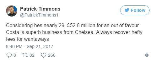考虑到他已经将近29岁了，5280万英镑已经溢价，这是切尔西的一笔好生意。我们收回了大量的资金。