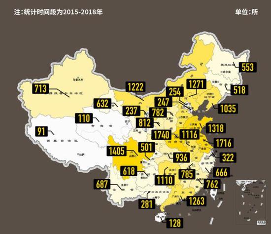 中国足球特色学校省份分布