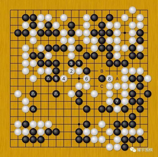 图11：黑若想杀白棋，就必须黑1、3切断白棋归路。