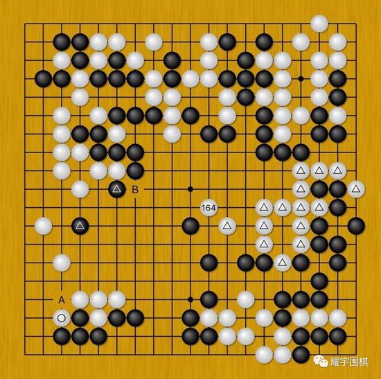 图1：陈耀烨执白。棋局已经进入了后半盘。