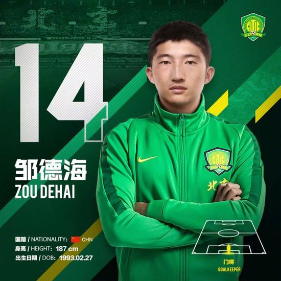 邹德海出身于绿城青训，曾效力于浙江绿城俱乐部，曾入选国奥队、国家二队。