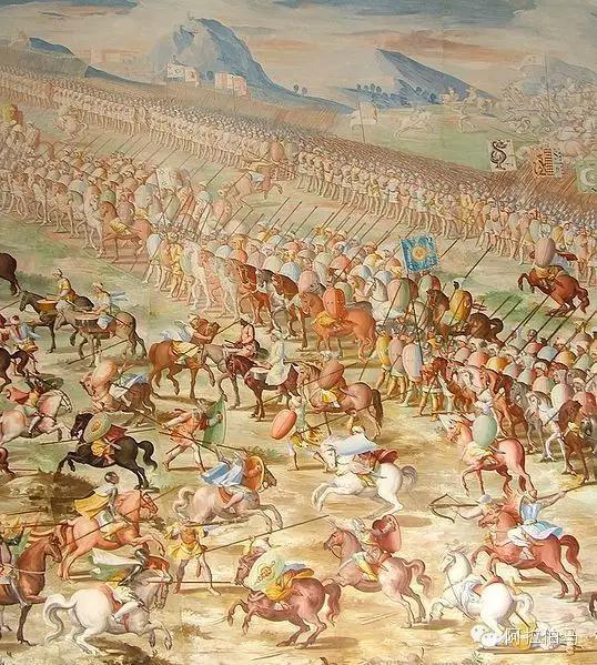 1431年西班牙抵抗摩尔人的La Higueruela之战，其中可见阿拉伯战马