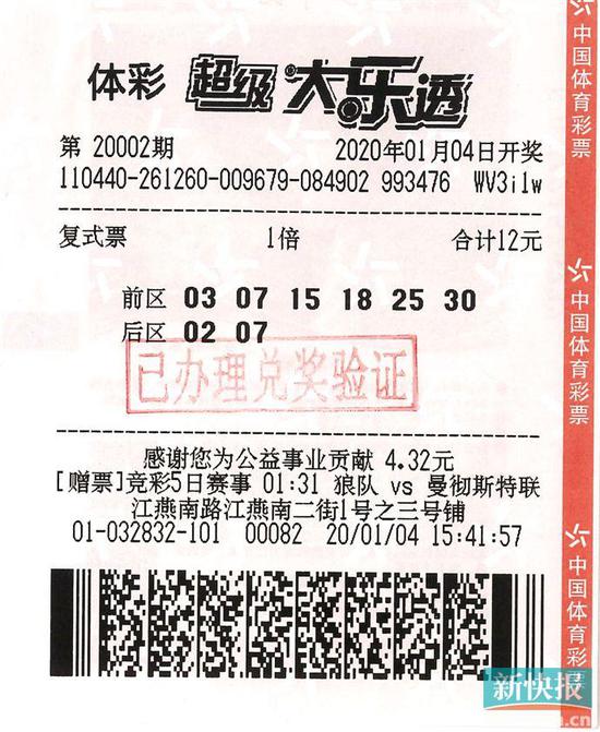 中年男机选揽大乐透992万:打算改善居住环境-票