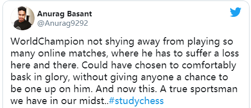 Chessable大師賽半決賽首日:丁立人憾負卡爾森