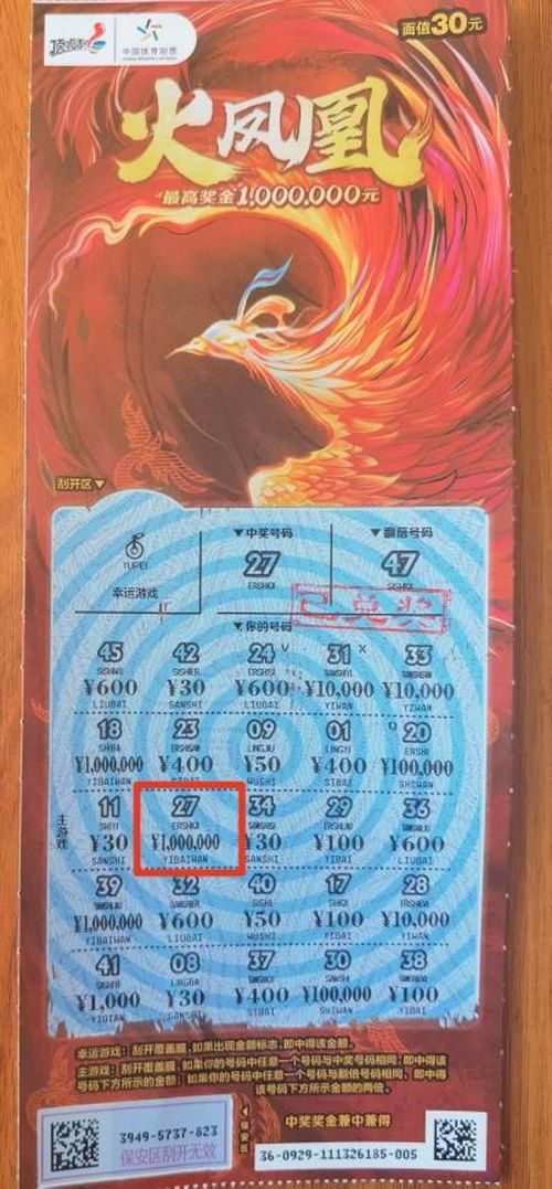 彩民刮中体彩"火凤凰"100万：中奖者为门店常客