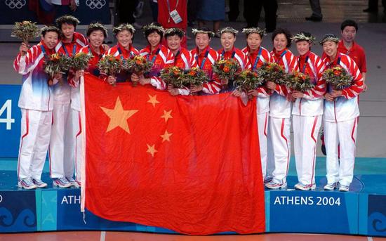 2004年8月28日,希腊雅典,中国女排荣获雅典奥运会冠军,时隔20年重夺奥运会冠军。