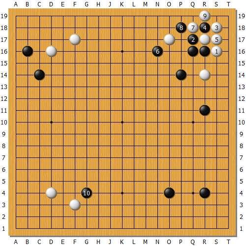 变化图1:当时思考了一下点角的变化,认为这样白棋速度有点慢,不能接受。