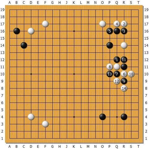 变化图3：黑棋内板的反击是我最想看到的，如此黑棋大亏。