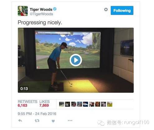 伍兹使用高尔夫模拟器