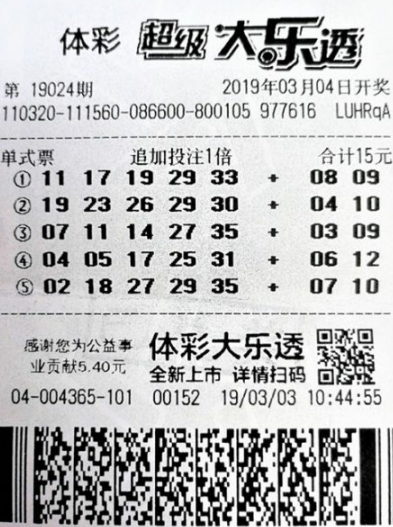 中奖彩票