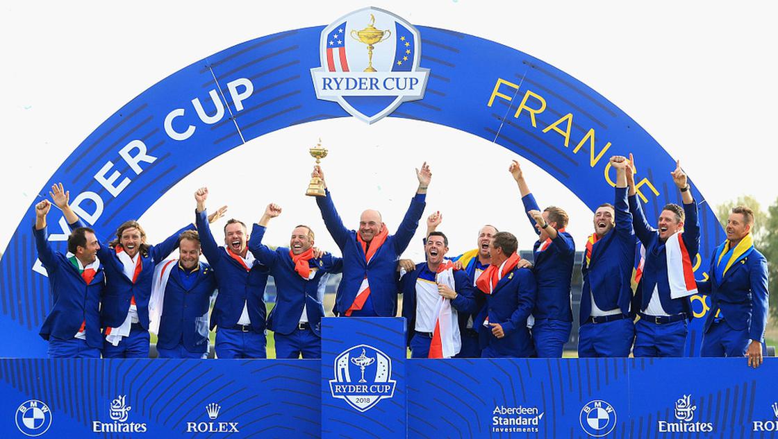 2018莱德杯颁奖礼 欧洲队捧杯