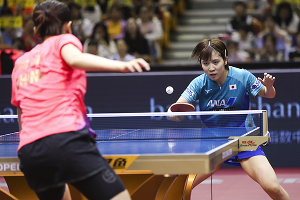 平野美宇对阵丁宁。 视觉中国 图