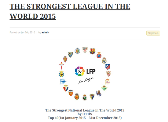 联赛排名:西甲第1中超亚洲第4