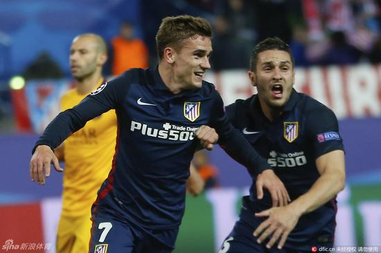 格列兹曼是马竞淘汰巴萨的大功臣