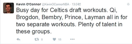 多位NBA知名记者确认了周琦参加试训的消息