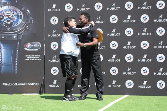 纳!两大球王20年后首次握手拥抱_2016欧洲杯