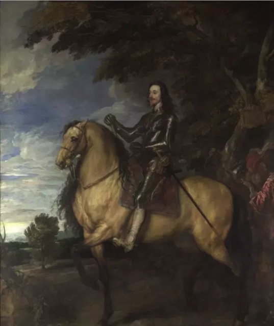 Anthony van Dyck, Equestrian Portrait of Charles I,
Oil on canvas, 1637–1638,    
367 cm × 292.1 cm,   
London, National Gallery.