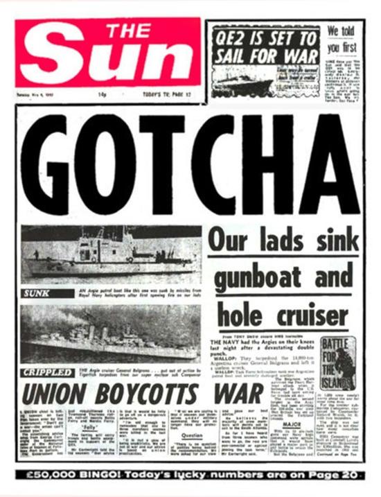 英国媒体得意地报道马岛战争胜利